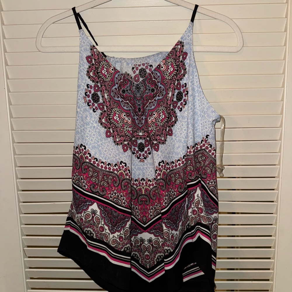 I.N. San Francisco Paisley Camisole in Pink and Black